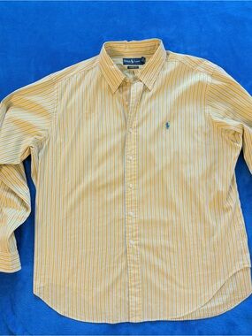 Ralph Lauren Yellow and Blue Striped Button-Down Shirt